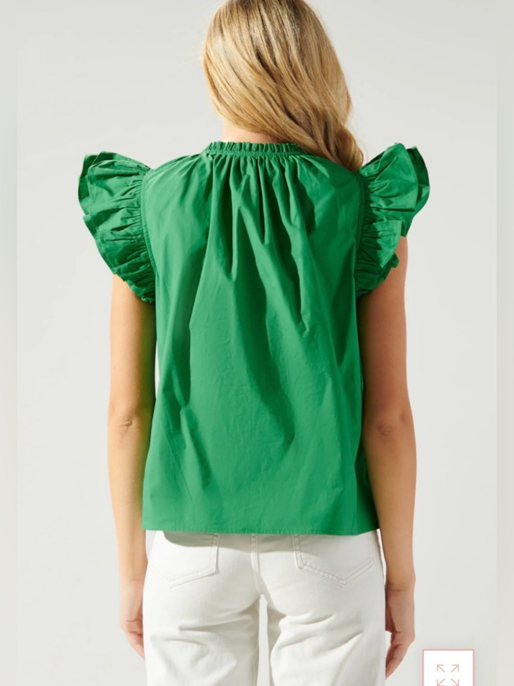 Sugarlips Risette Ruffle Cap Sleeve Split Neck Top Size S - Picture 2 of 7